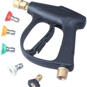 Short Wand High Pressure Washer Gun,3000 PSI Max, with 5 Pressure Power Washer Nozzles