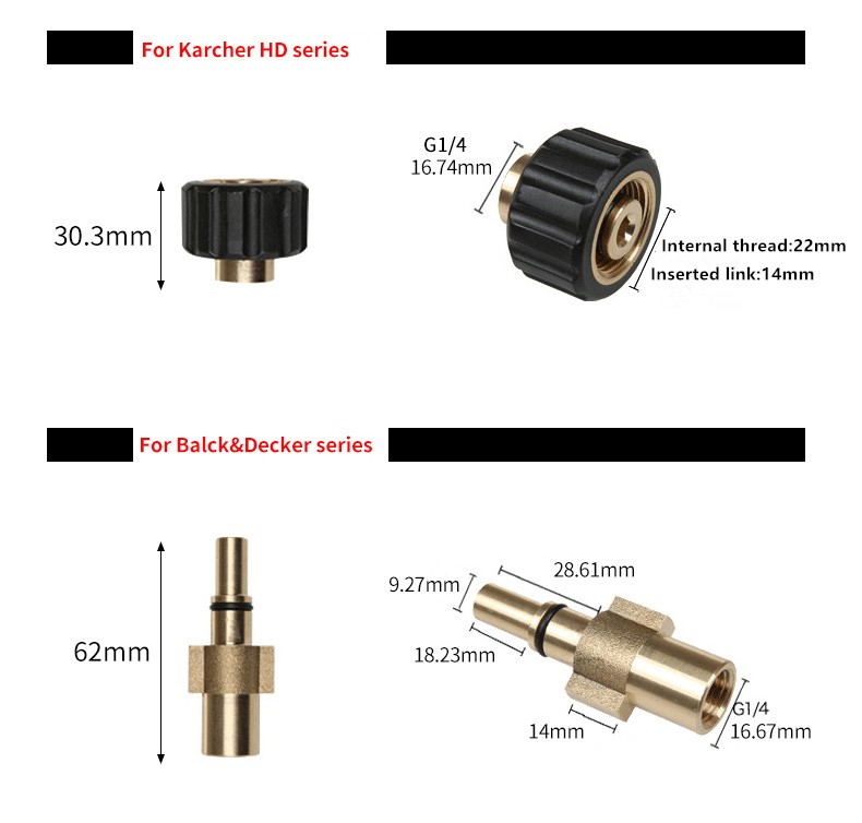 Adapter M22 to 3/8 Inch Quick Connect 3/4 Male M22 for Car Waher Hose