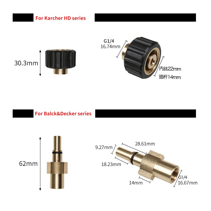 Adapter M22 to 3/8 Inch Quick Connect 3/4 Male M22 for Car Waher Hose