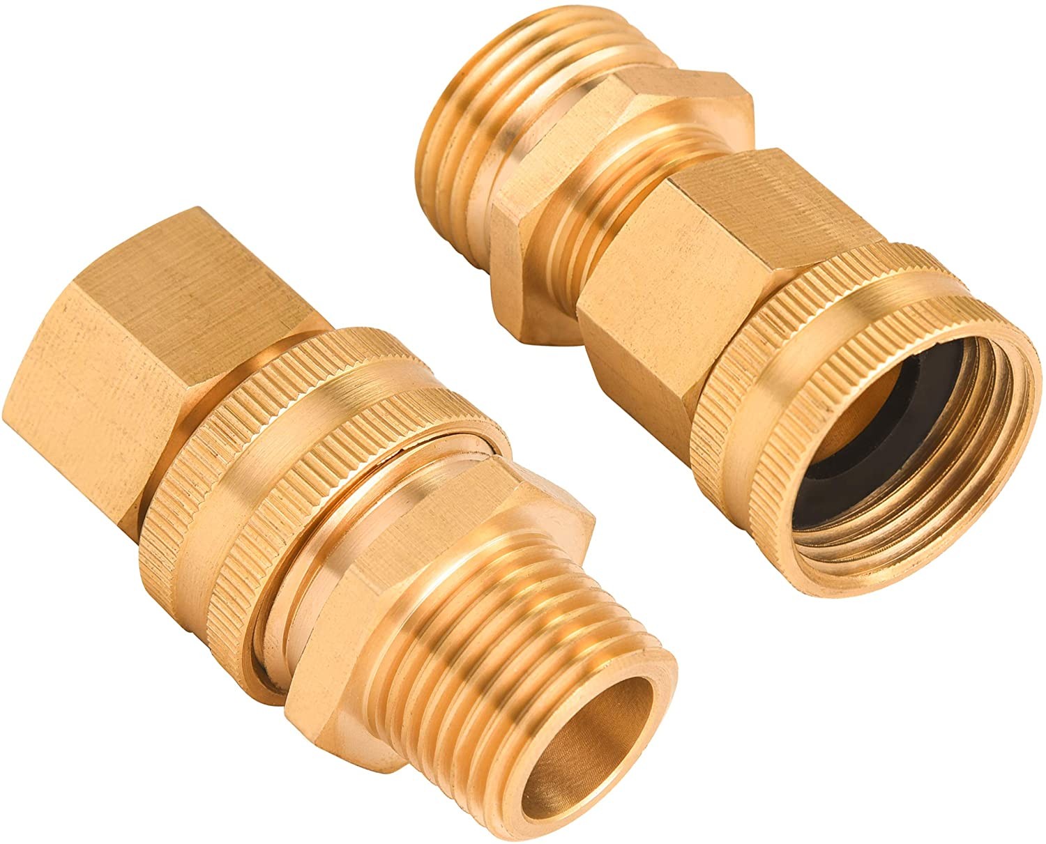  Garden Hose Adapter, 3/4 Inch GHT to 1/2 Inch NPT, Double Male and Female Brass Connector