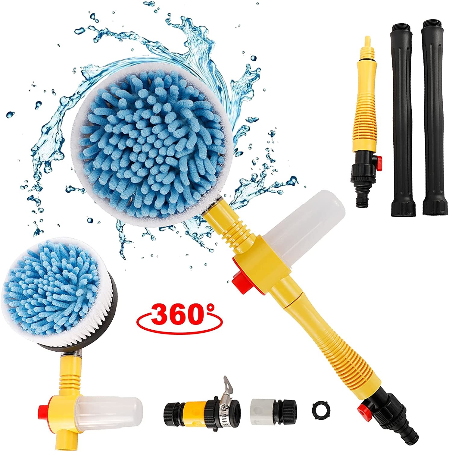 Rotating Car Wash Brush, High Pressure Car Foam Brush Rotating Automatic Sponge Hose Washing 