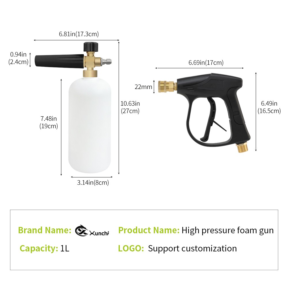 High Pressure Snow Foam Gun Adjustable With 1/4