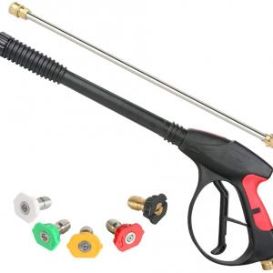 High Pressure Washer Gun Power Spray Gun 4000psi with 19 inch Extension Replacement Wand Lance