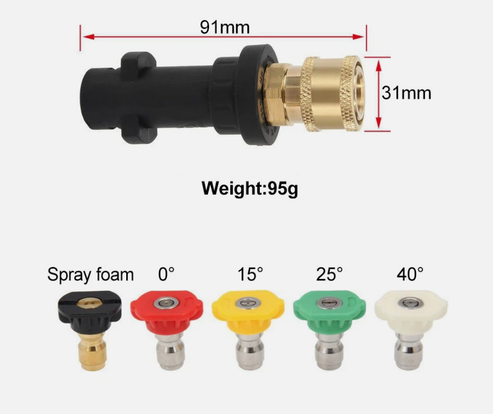  High Pressure Washer Quick Adapter 5-Color Foam Pot Nozzle Set UK