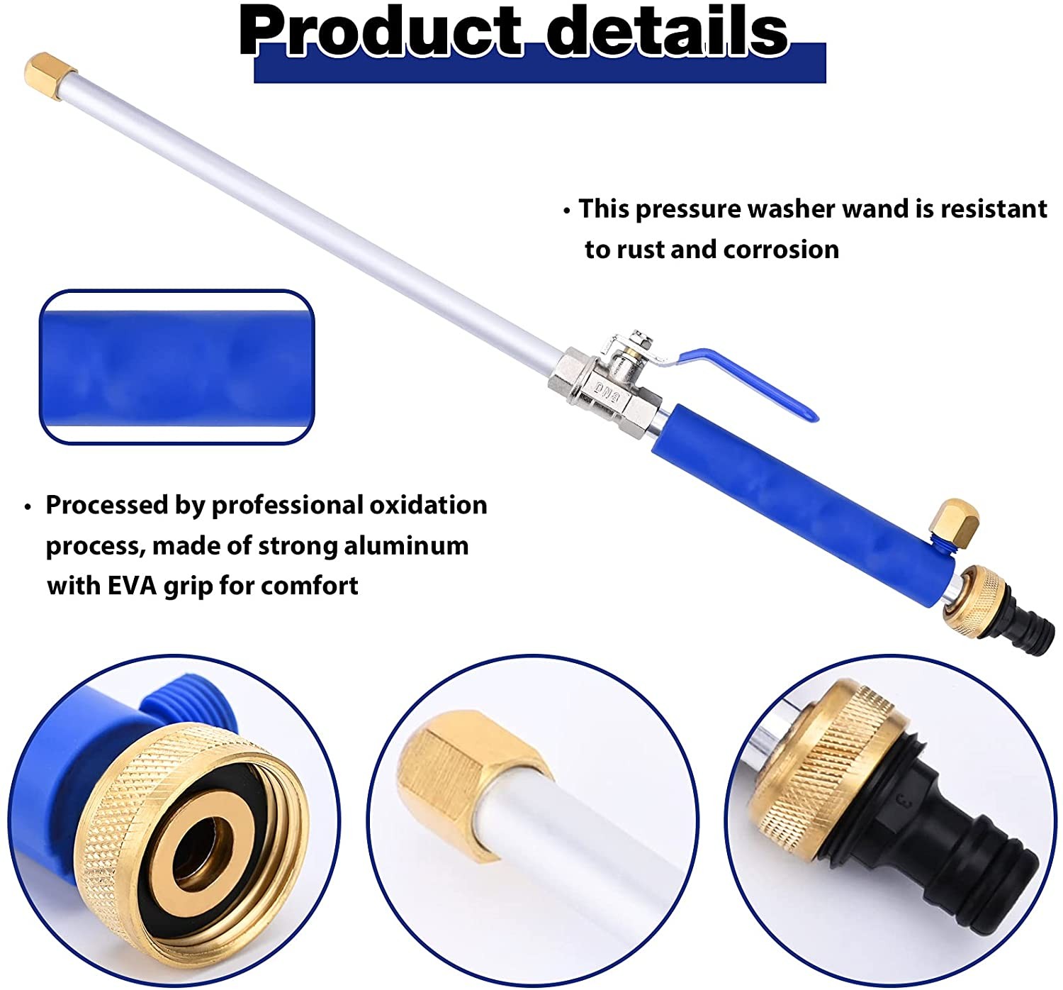  High Pressure Power Washer Wand, Portable High-Pressure Water Gun for Car Washing 