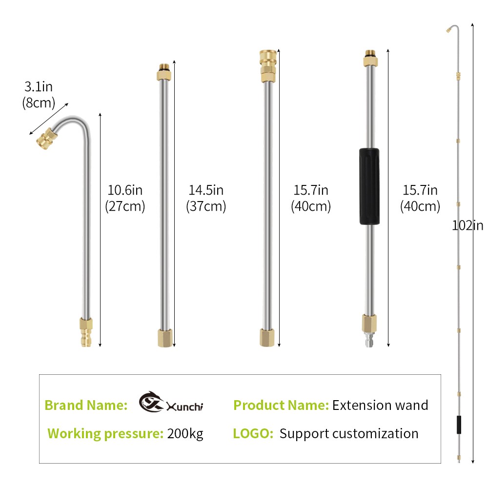 High pressure cleaning extended rod washing water gun