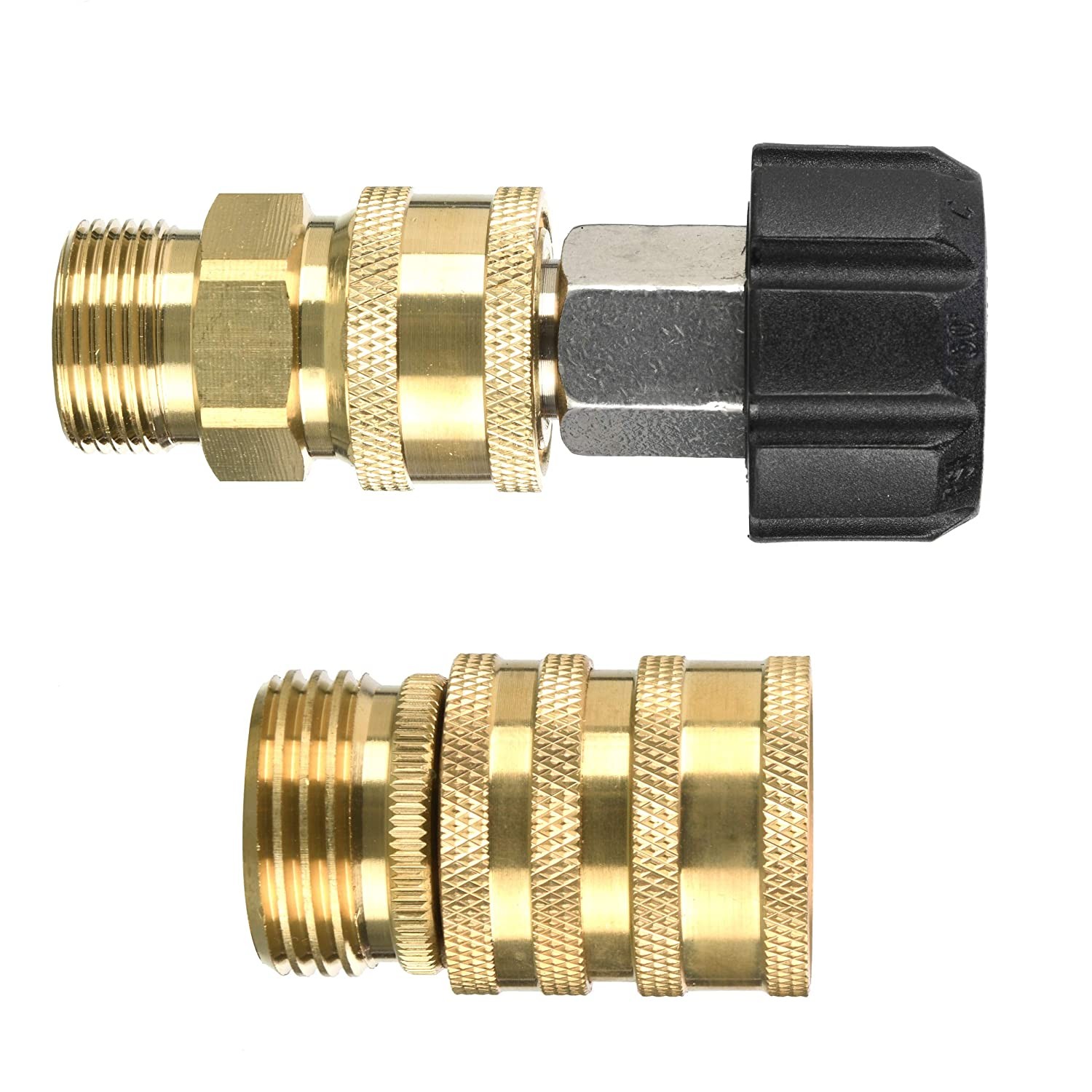 Pressure Washer Adapter Set, M22 to 3/8 Inch Quick Connect, 3/4 Inch to Quick Disconnect, Male M22 Hose Adapter