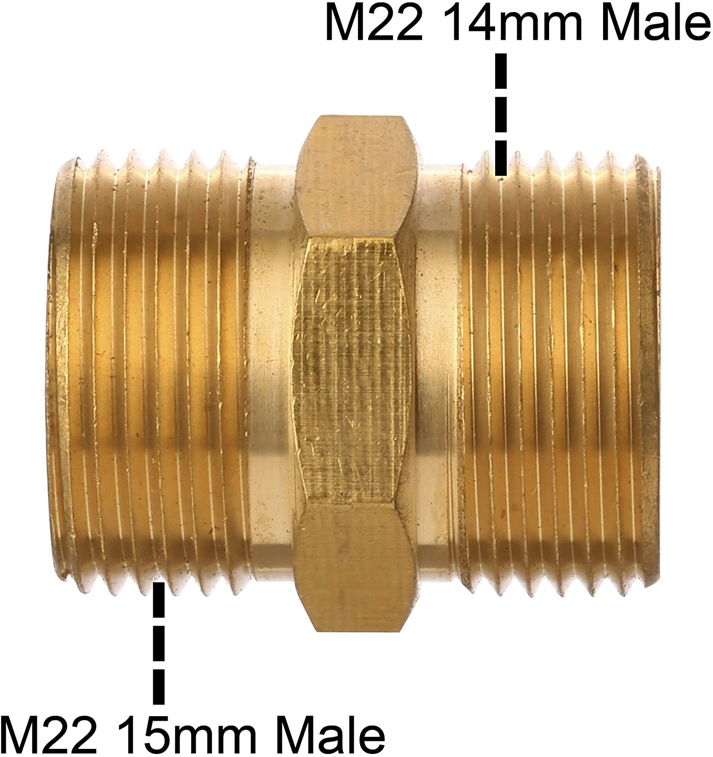 Pressure Washer Coupler, Metric M22 15mm Male Thread to M22 14mm Male Fitting