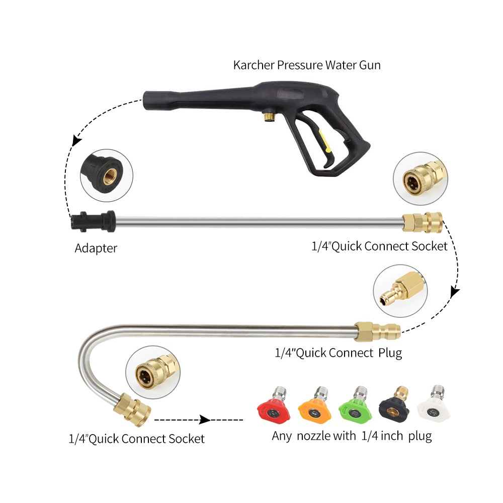 New High Pressure Washer Extension Lance Wand With Spray Nozzle Tips