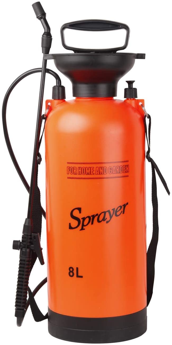 Garden Sprayer 2 Gallon Lawn Pressure Pump Sprayer with Adjustable Cone Nozzles and Portable Shoulder Strap