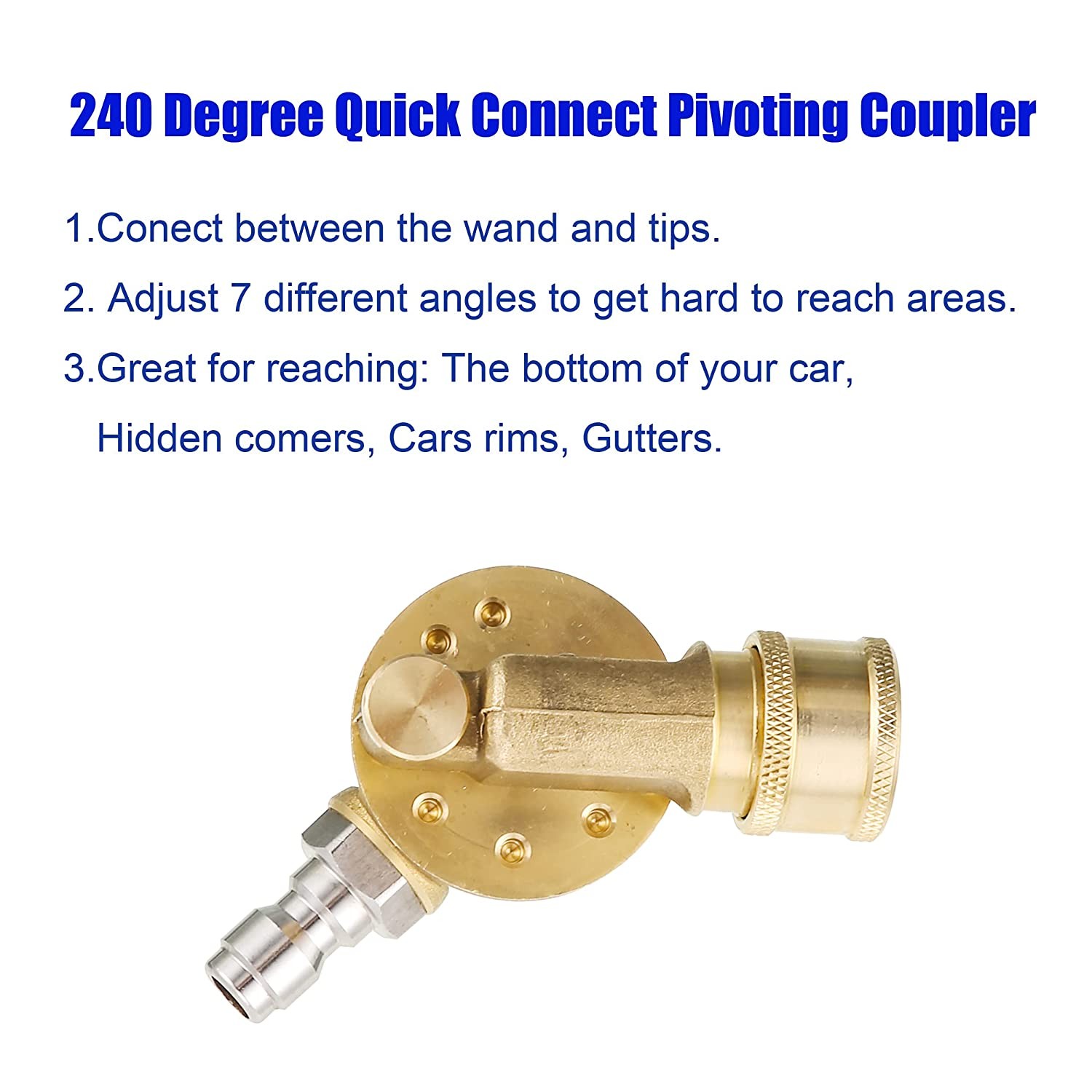 Gutter Cleaner Attachment, Pivoting Coupler for Pressure Washer Nozzle