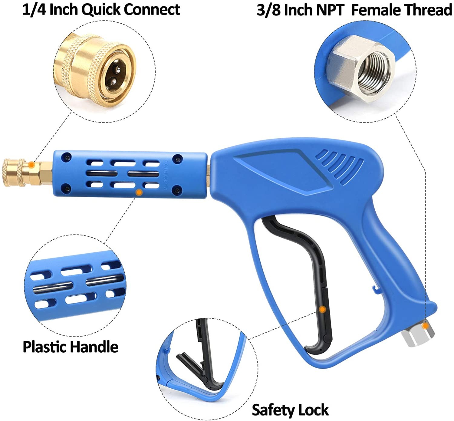 Pressure Washer Trigger Gun, High Power Washer Replacement Short Gun, Best for Gas Powered Washer