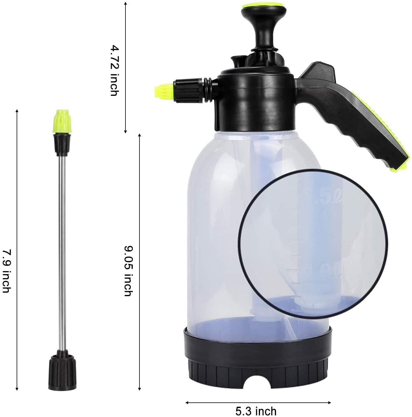 Hand Pressure Sprayer, Spray Bottle with Adjustable Pressure Nozzle for Plants & Gardens