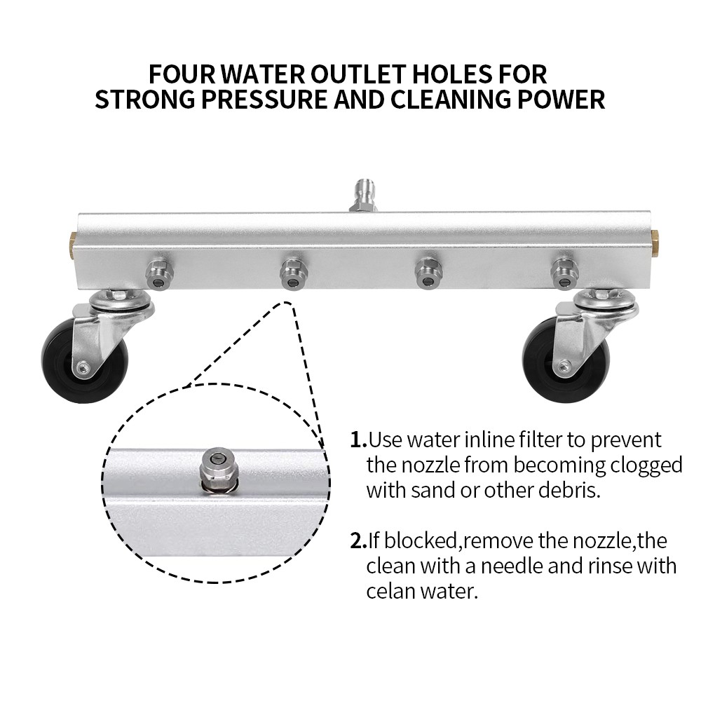 Washing machine car chassis nozzle road cleaner universal wheel 1/4 quick plug wash floor brush underbrush