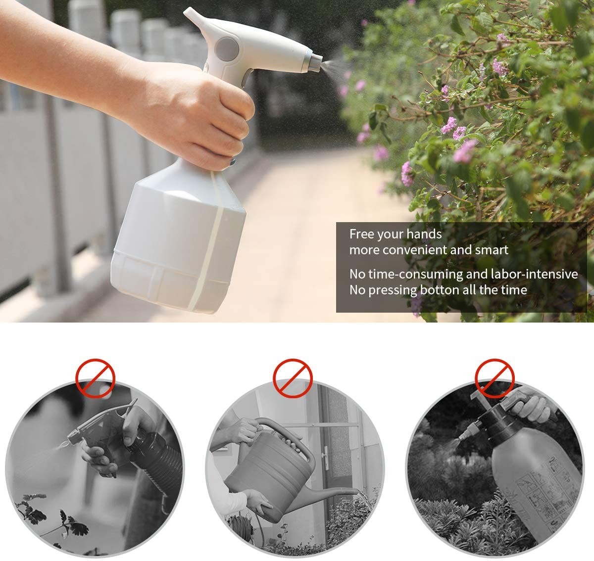 Electric Mister Spray Bottle Watering Can for Indoor Plants Atomizer with Adjustable Copper Spout