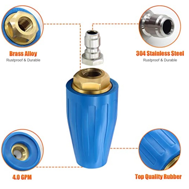 High pressure rotary nozzle ceramic core lotus nozzle aluminium casing rotary turbine nozzle 3000psi